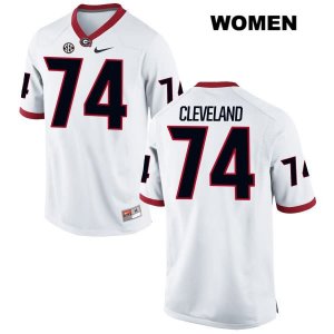 Women's Georgia Bulldogs NCAA #74 Ben Cleveland Nike Stitched White Authentic College Football Jersey MBH1054MW